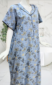 Light Blue Floral Spun Nighty. Flowy Spun Fabric | Laces and Frills