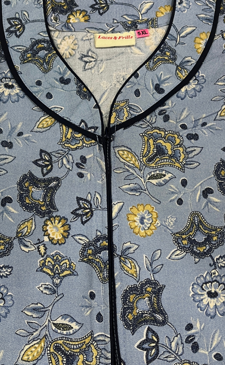 Light Blue Floral Spun Nighty. Flowy Spun Fabric | Laces and Frills
