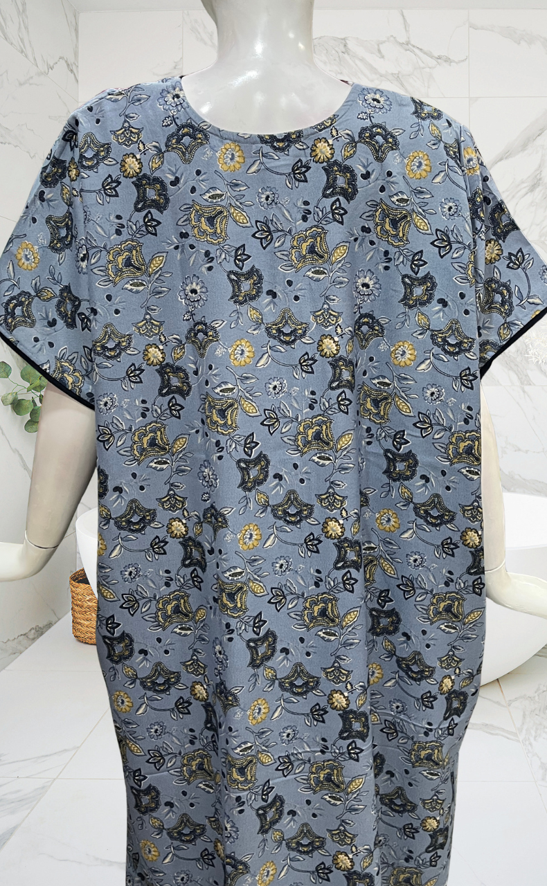 Light Blue Floral Spun Nighty. Flowy Spun Fabric | Laces and Frills