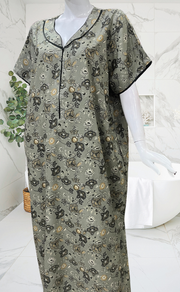 Pista Green Floral Spun Nighty. Flowy Spun Fabric | Laces and Frills