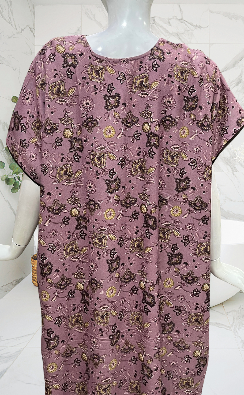 English Pink Floral Spun Nighty. Flowy Spun Fabric | Laces and Frills