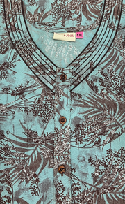 Sea Green Leafy Spun Nighty. Flowy Spun Fabric | Laces and Frills