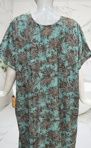 Sea Green Leafy Spun Nighty. Flowy Spun Fabric | Laces and Frills