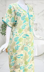 Cream/Sea Green Garden Spun Nighty. Flowy Spun Fabric | Laces and Frills