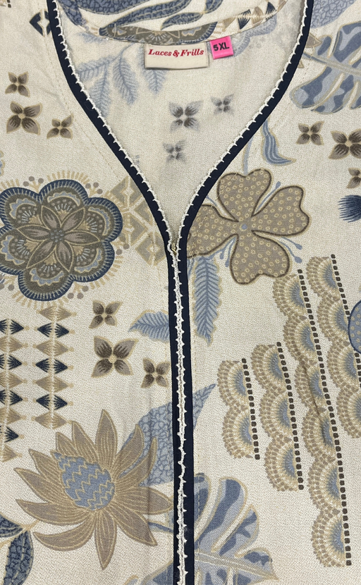 Cream/Grey Spun Nighty. Flowy Spun Fabric | Laces and Frills