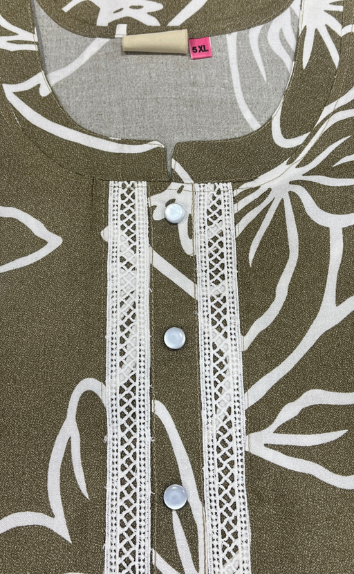 Beige Floral Spun Nighty. Flowy Spun Fabric | Laces and Frills