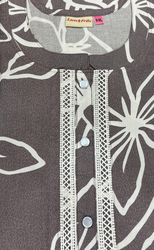 Mauve Floral Spun Nighty. Flowy Spun Fabric | Laces and Frills