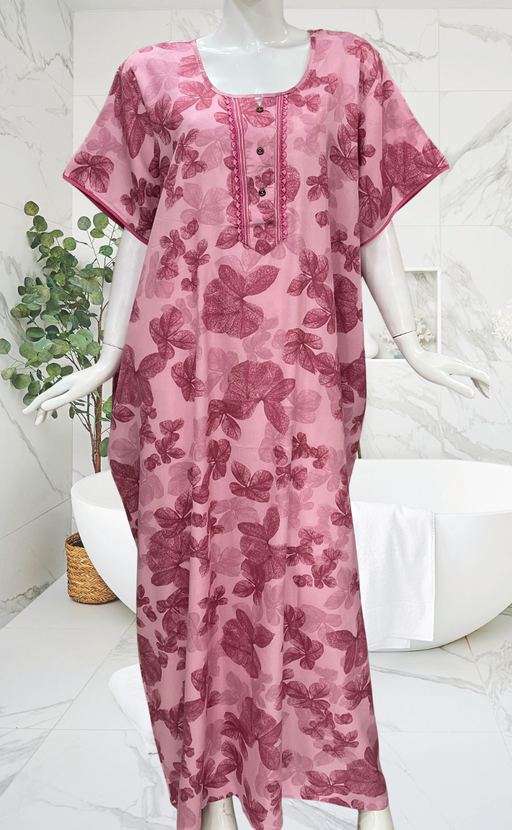 Pink Floral Spun Nighty. Flowy Spun Fabric | Laces and Frills