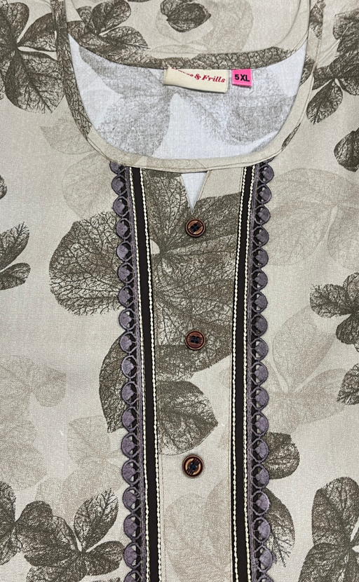 Beige Floral Spun Nighty. Flowy Spun Fabric | Laces and Frills