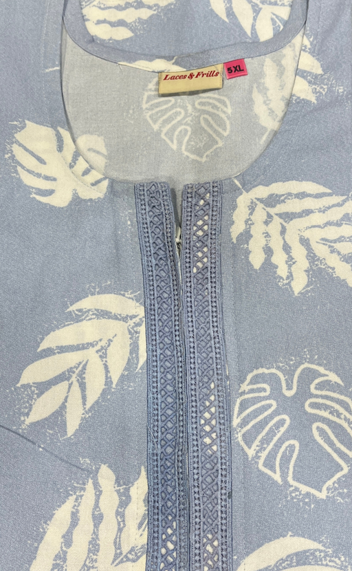 Light Blue Leafy Spun Nighty. Flowy Spun Fabric | Laces and Frills