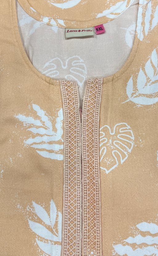 Peach Leafy Spun Nighty. Flowy Spun Fabric | Laces and Frills