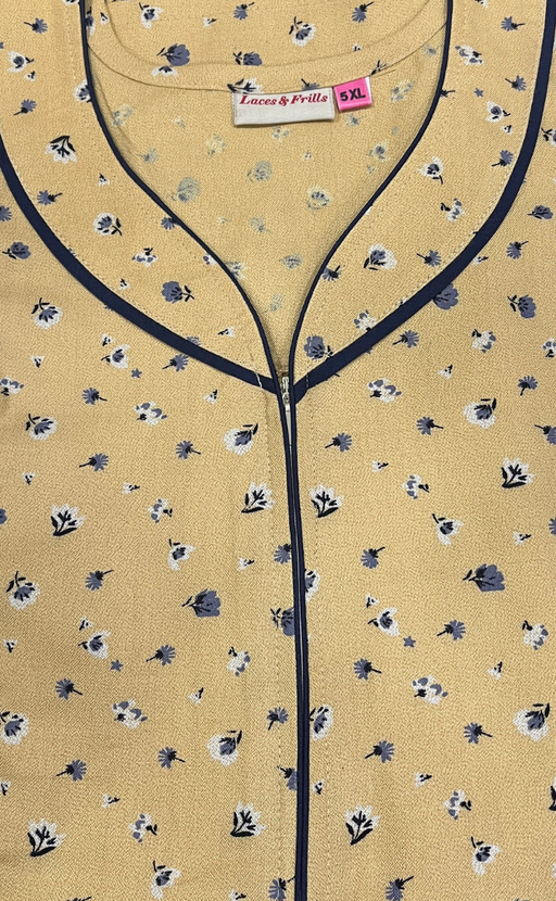 Yellow Tiny Floral Spun Nighty. Flowy Spun Fabric | Laces and Frills
