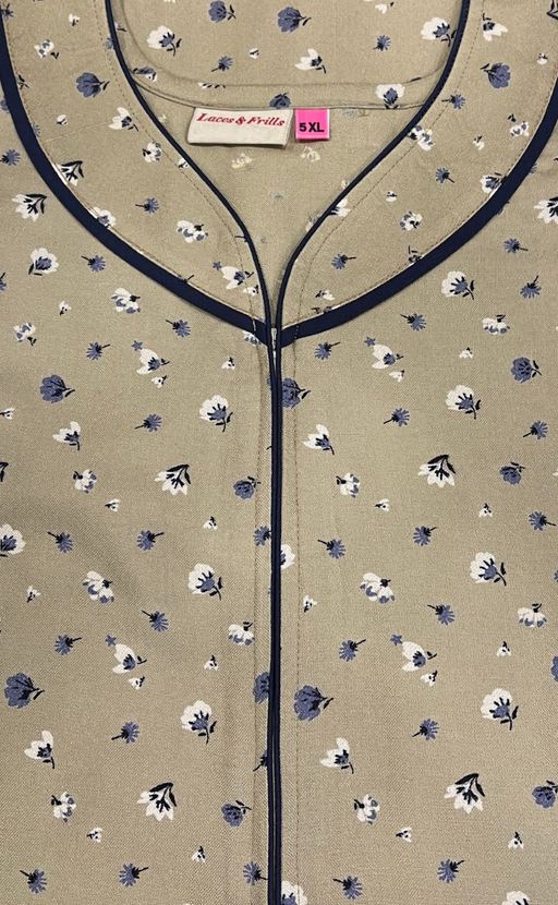 Beige Tiny Floral Spun Nighty. Flowy Spun Fabric | Laces and Frills