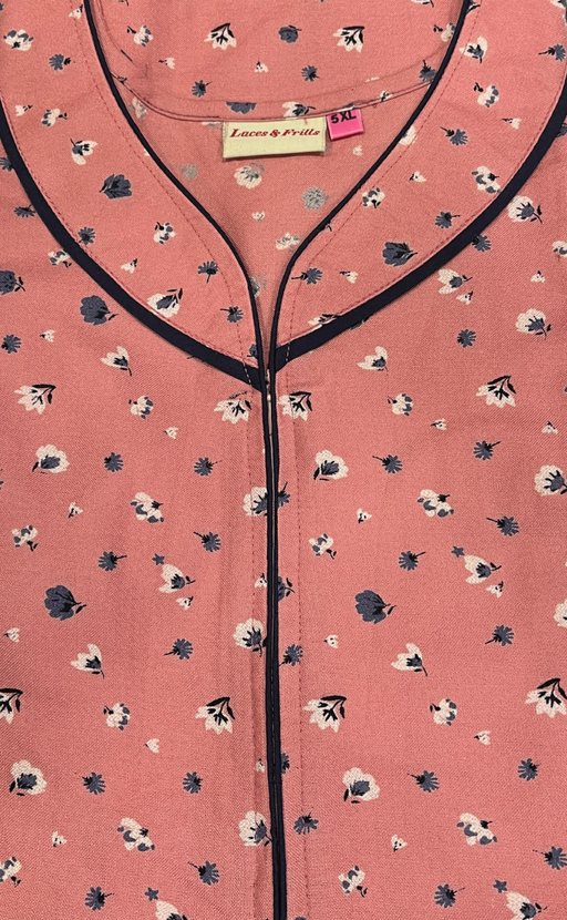 Peach Tiny Floral Spun Nighty. Flowy Spun Fabric | Laces and Frills