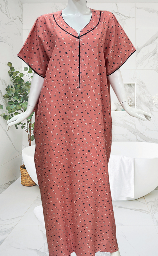 Peach Tiny Floral Spun Nighty. Flowy Spun Fabric | Laces and Frills