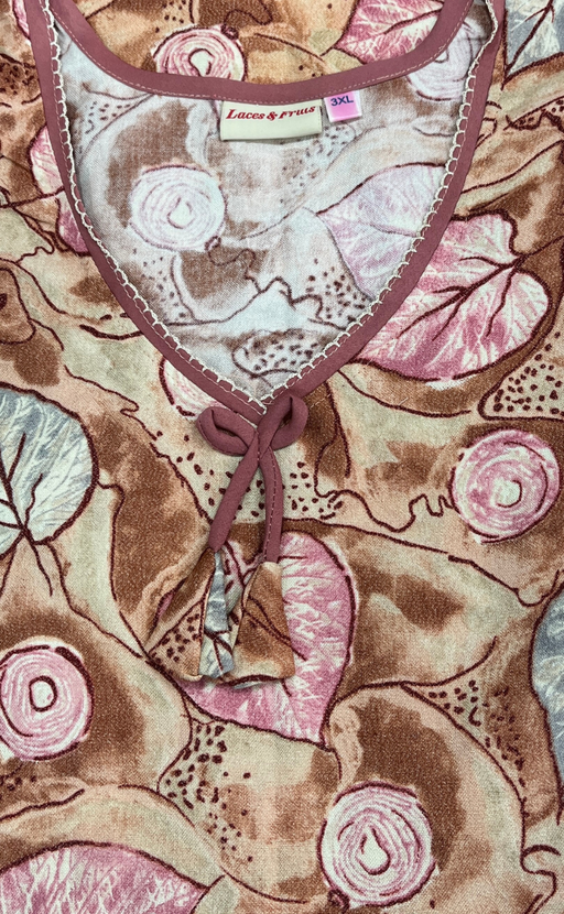 Peach Leafy Spun Nighty. Flowy Spun Fabric | Laces and Frills