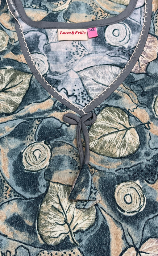 Sea Green Leafy Spun Nighty. Flowy Spun Fabric | Laces and Frills