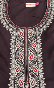 Brown Embroidery Soft Cotton Nighty. Soft Breathable Fabric | Laces and Frills