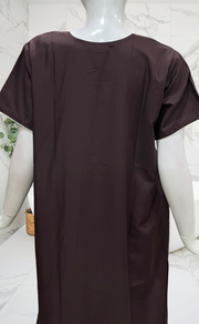 Brown Embroidery Soft Cotton Nighty. Soft Breathable Fabric | Laces and Frills