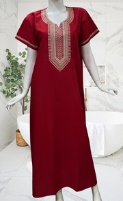 Red Embroidery Soft Cotton Nighty. Soft Breathable Fabric | Laces and Frills