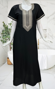 Black Embroidery Soft Cotton Nighty. Soft Breathable Fabric | Laces and Frills