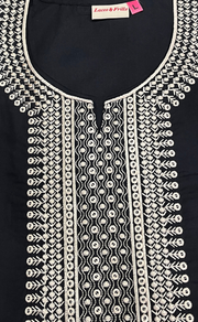 Black Embroidery Soft Cotton Nighty. Soft Breathable Fabric | Laces and Frills