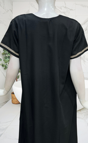 Black Embroidery Soft Cotton Nighty. Soft Breathable Fabric | Laces and Frills