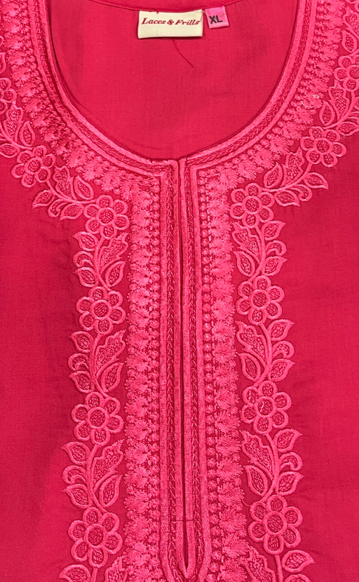 Dark Peach Embroidery Soft Cotton Nighty. Soft Breathable Fabric | Laces and Frills