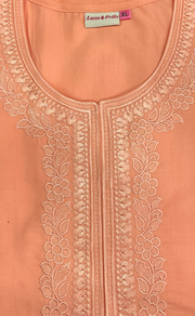 Light Orange Embroidery Soft Cotton Nighty. Soft Breathable Fabric | Laces and Frills