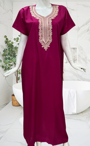 Hot Pink Embroidery Soft Cotton Nighty. Soft Breathable Fabric | Laces and Frills