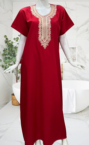 Red Embroidery Soft Cotton Nighty. Soft Breathable Fabric | Laces and Frills