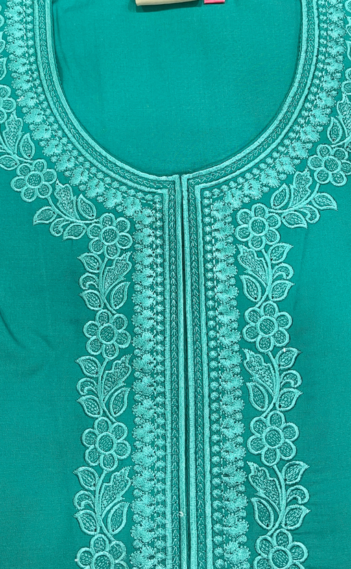 Sea Green Embroidery Soft Cotton Nighty. Soft Breathable Fabric | Laces and Frills