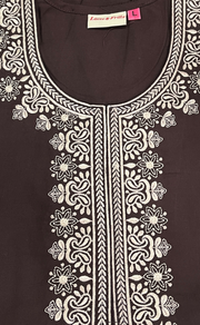 Dark Brown Embroidery Soft Cotton Nighty. Soft Breathable Fabric | Laces and Frills