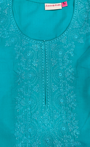 Sea Green Embroidery Soft Cotton Nighty. Soft Breathable Fabric | Laces and Frills