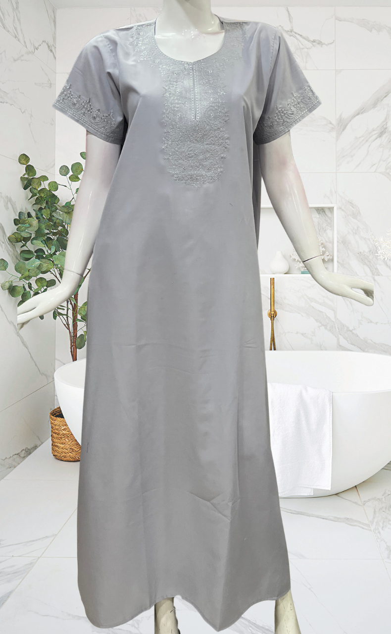 Light Purple Embroidery Soft Cotton Nighty. Soft Breathable Fabric | Laces and Frills