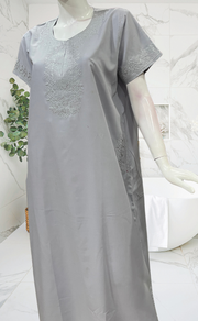 Light Purple Embroidery Soft Cotton Nighty. Soft Breathable Fabric | Laces and Frills