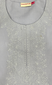 Light Purple Embroidery Soft Cotton Nighty. Soft Breathable Fabric | Laces and Frills