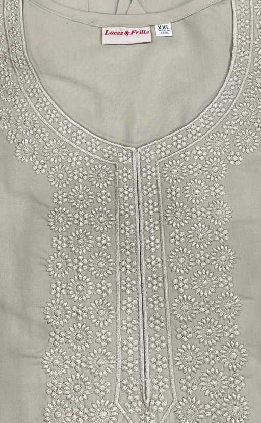 Beige Embroidery Soft Cotton Nighty. Soft Breathable Fabric | Laces and Frills