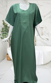 Light Green Embroidery Soft Cotton Nighty. Soft Breathable Fabric | Laces and Frills