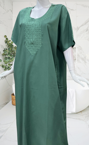 Light Green Embroidery Soft Cotton Nighty. Soft Breathable Fabric | Laces and Frills