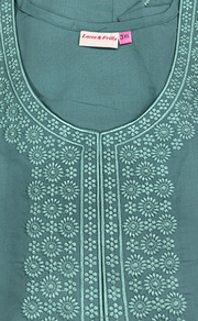 Light Green Embroidery Soft Cotton Nighty. Soft Breathable Fabric | Laces and Frills