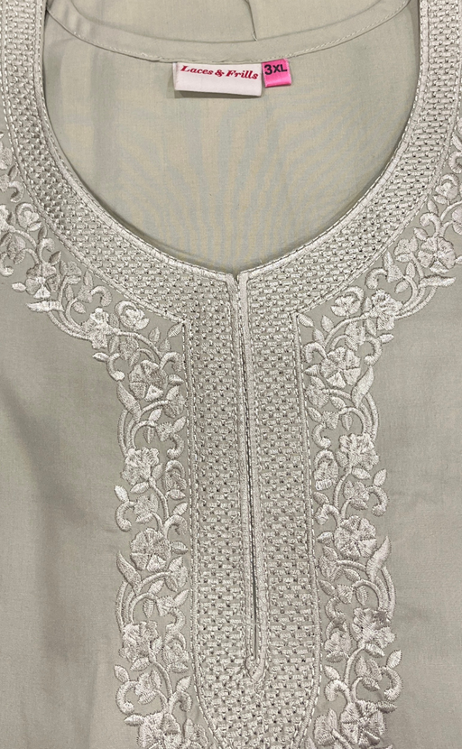 Beige Embroidery Soft Cotton Nighty. Soft Breathable Fabric | Laces and Frills