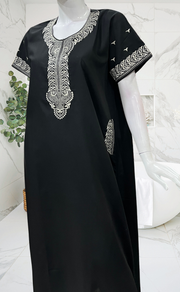 Black Embroidery Soft Cotton Nighty. Soft Breathable Fabric | Laces and Frills