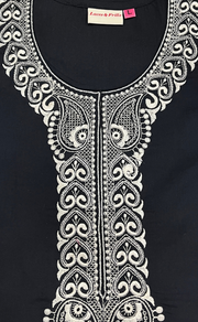 Black Embroidery Soft Cotton Nighty. Soft Breathable Fabric | Laces and Frills