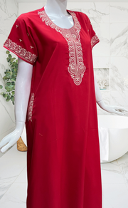 Red Embroidery Soft Cotton Nighty. Soft Breathable Fabric | Laces and Frills