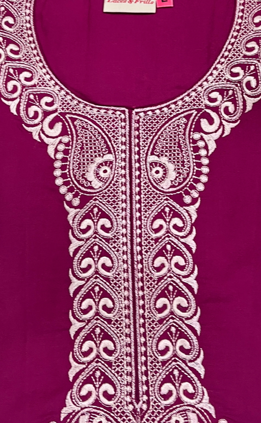 Pink Embroidery Soft Cotton Nighty. Soft Breathable Fabric | Laces and Frills