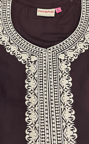 Brown Embroidery Soft Cotton Nighty. Soft Breathable Fabric | Laces and Frills