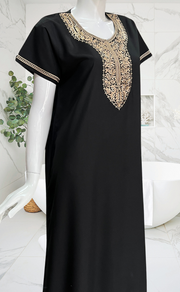 Black Embroidery Soft Cotton Nighty. Soft Breathable Fabric | Laces and Frills