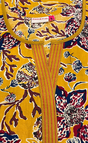 Yellow Floral Pure Cotton Long Sleeve Nighty. Pure Durable Cotton | Laces and Frills