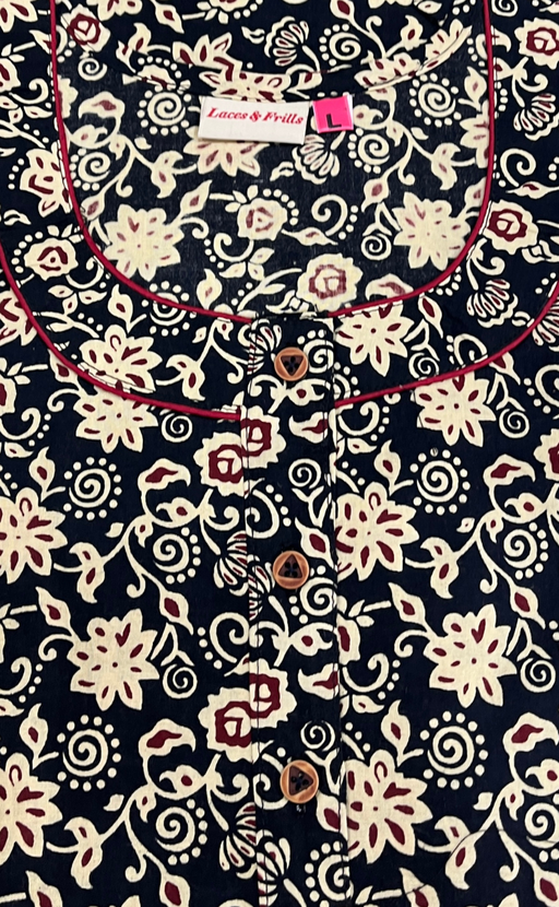 Black Garden Pure Cotton Long Sleeve Nighty. Pure Durable Cotton | Laces and Frills